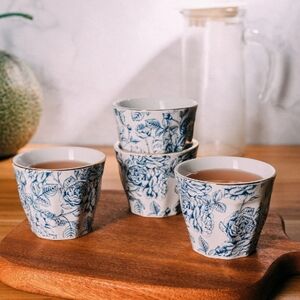Gute Espresso Floral Ceramic Coffee Macchiato Mugs Cups Set Of 6